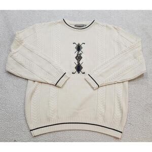 Vintage Shenandoah knit golf sweater embroidered golf club golfer accents Cotton